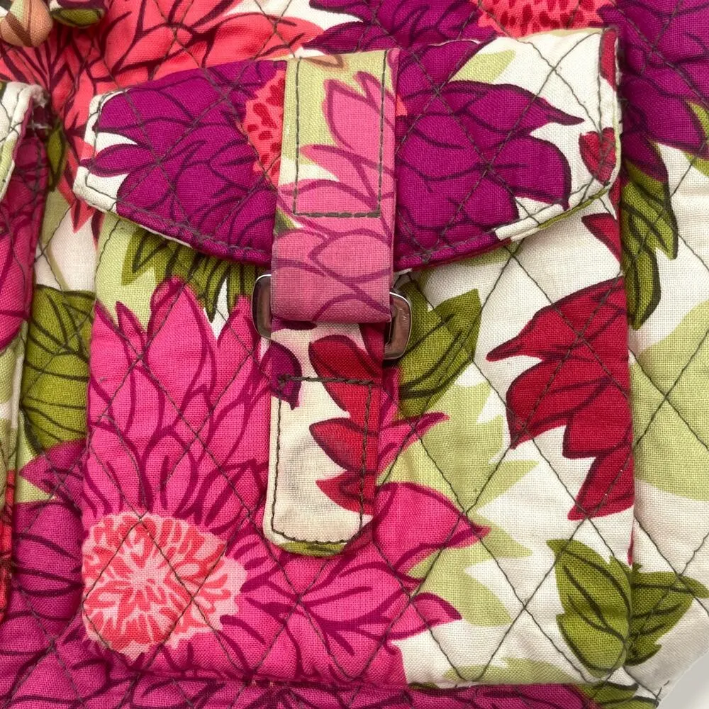 Vera Bradley Hello Dahlia Pink Floral Flowers Cinch Bucket Crossbody Bag - Image 7