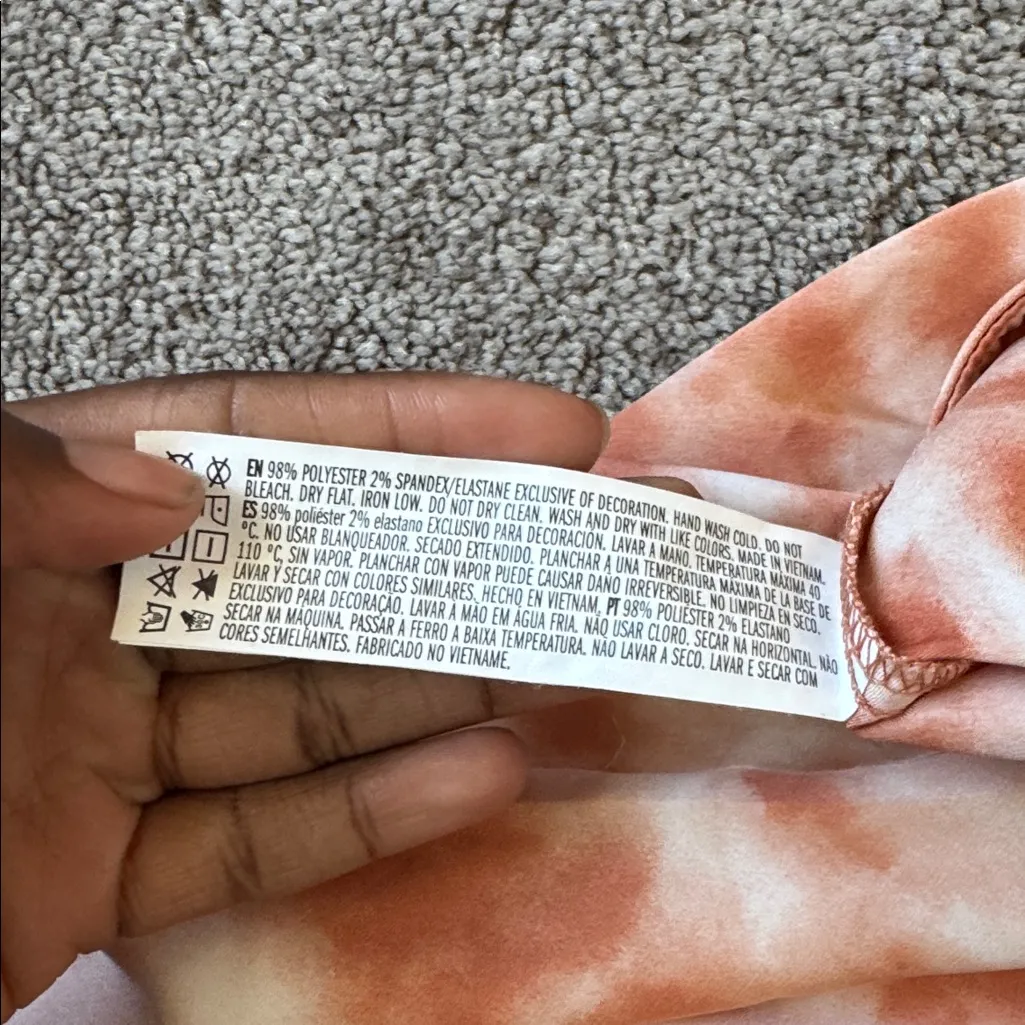 Forever 21 Pink/White Tie Dye Satin Midi Skirt SIZE L - Image 3