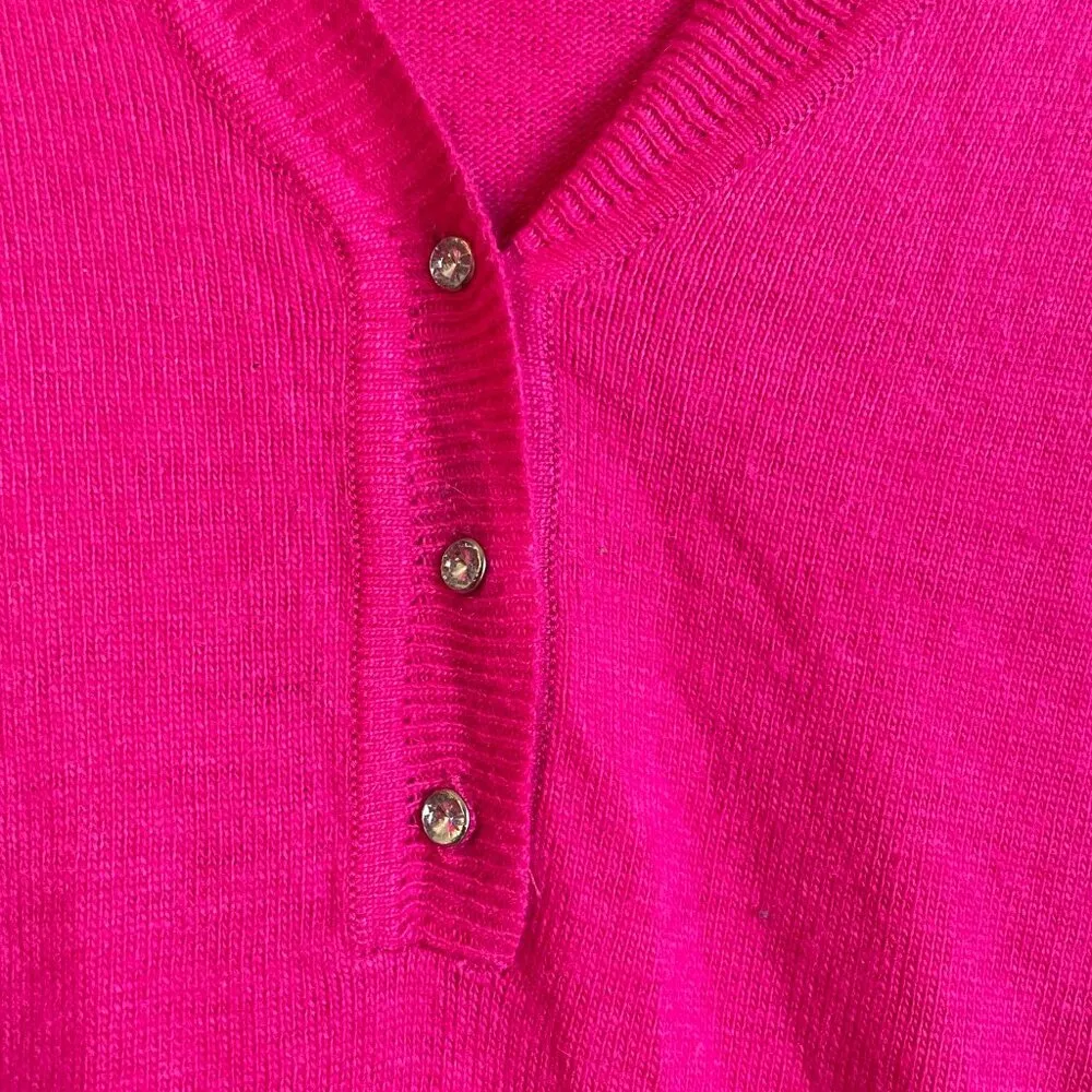 Vertigo Paris Women's Pink Sweater Y2K Mean Girls Wool Blend Large Rhinestones - Image 5