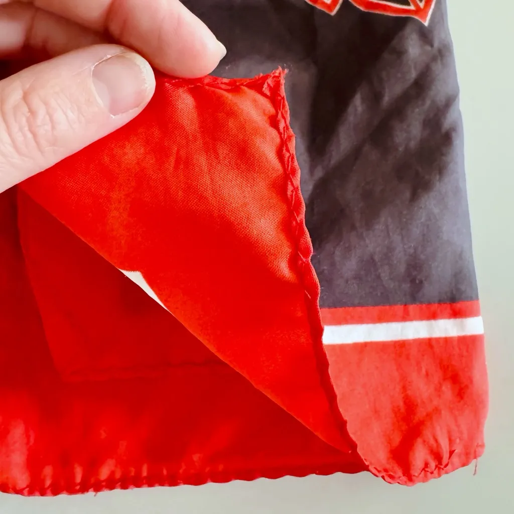 Vintage Silken Square Scarf, Autumnal Falling Leaf Print (Red & Brown) Red - Image 10