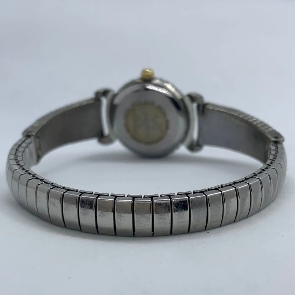 La X ladies 22mm Quartz watch silver gold tone , white dial 7” new battery - Image 4