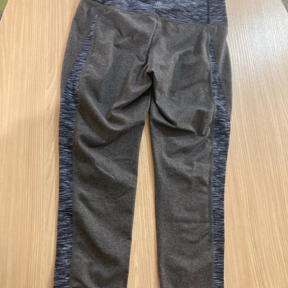 Athleta Splits Revelation Capri Leggings Small Gray and Blue Nylon Polyester - Image 3