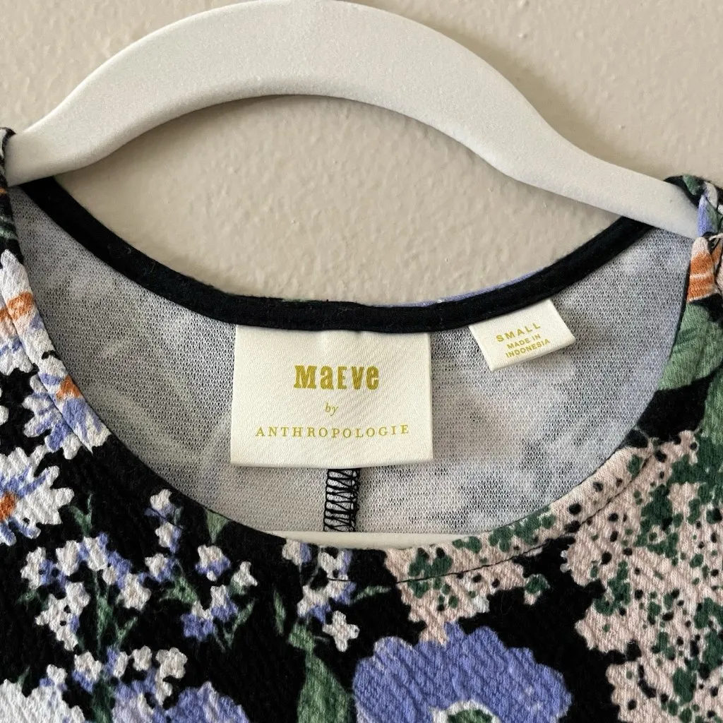 Mauve Brenner Top Anthropologie Dark Floral Classic Preppy S Blouse Coquette Blk Black Size M - Image 2