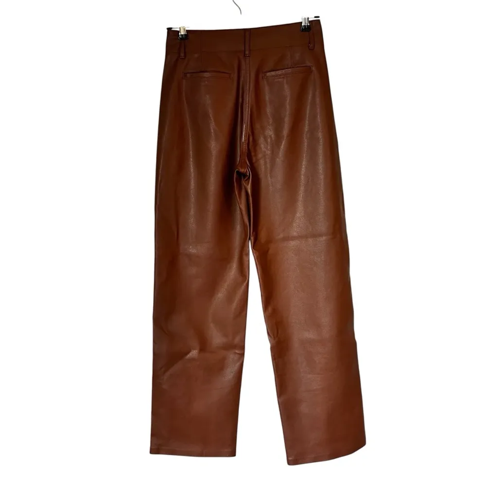Women’s Aritzia Wilfred Free High Rise Brown Faux Leather Trouser Pant Size 2 - Image 2