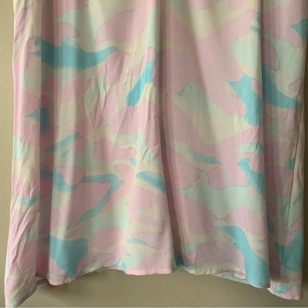 NWT B.P Lightweight Short Sleeve Crepe Pink/Blue Painted Camo Dress Size XL - Image 11