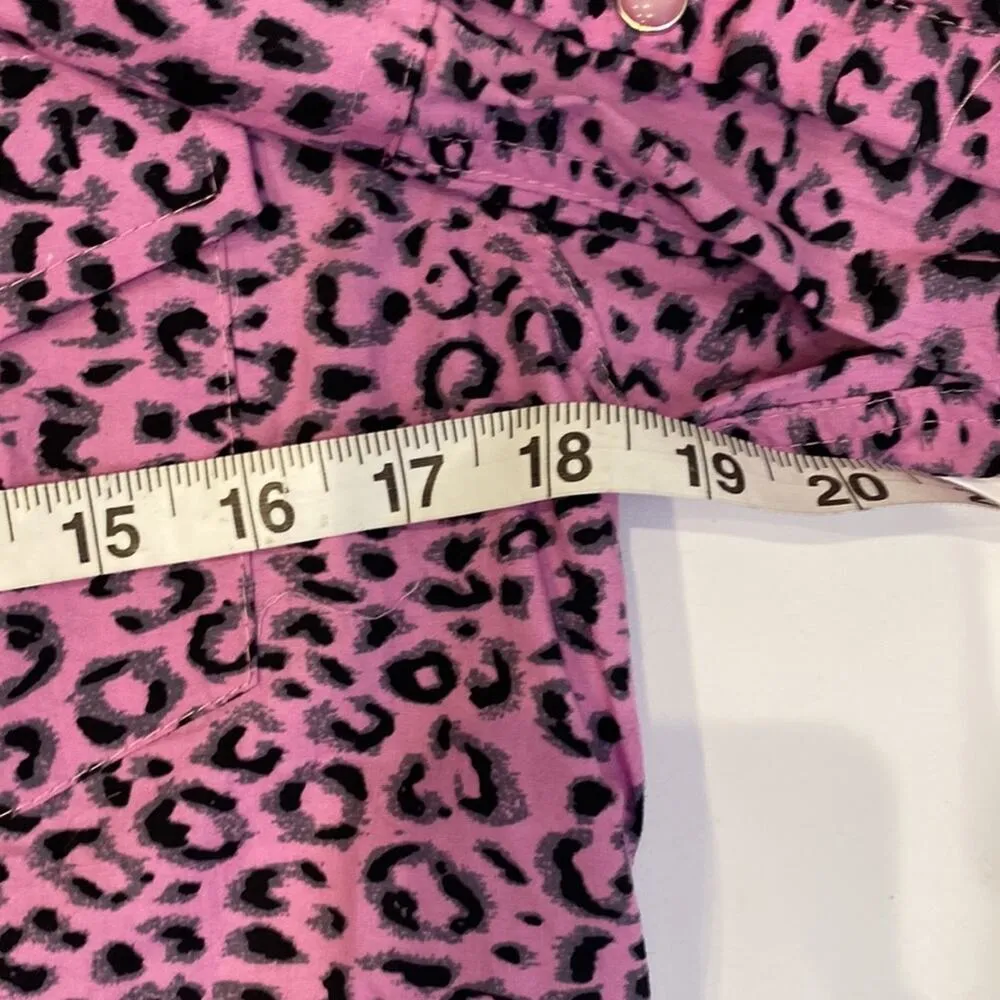 Cowgirl Hardware Animal Print Blk & Pink Embroidered Button Down Shirt EUC Sz M Size M - Image 10