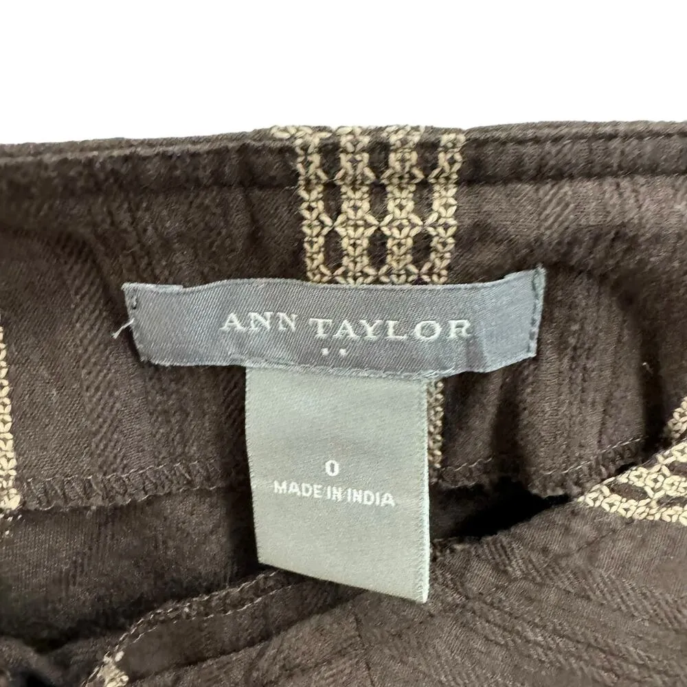 Ann Taylor Brown Chevron Crochet Lace Hem Skirt - Image 2