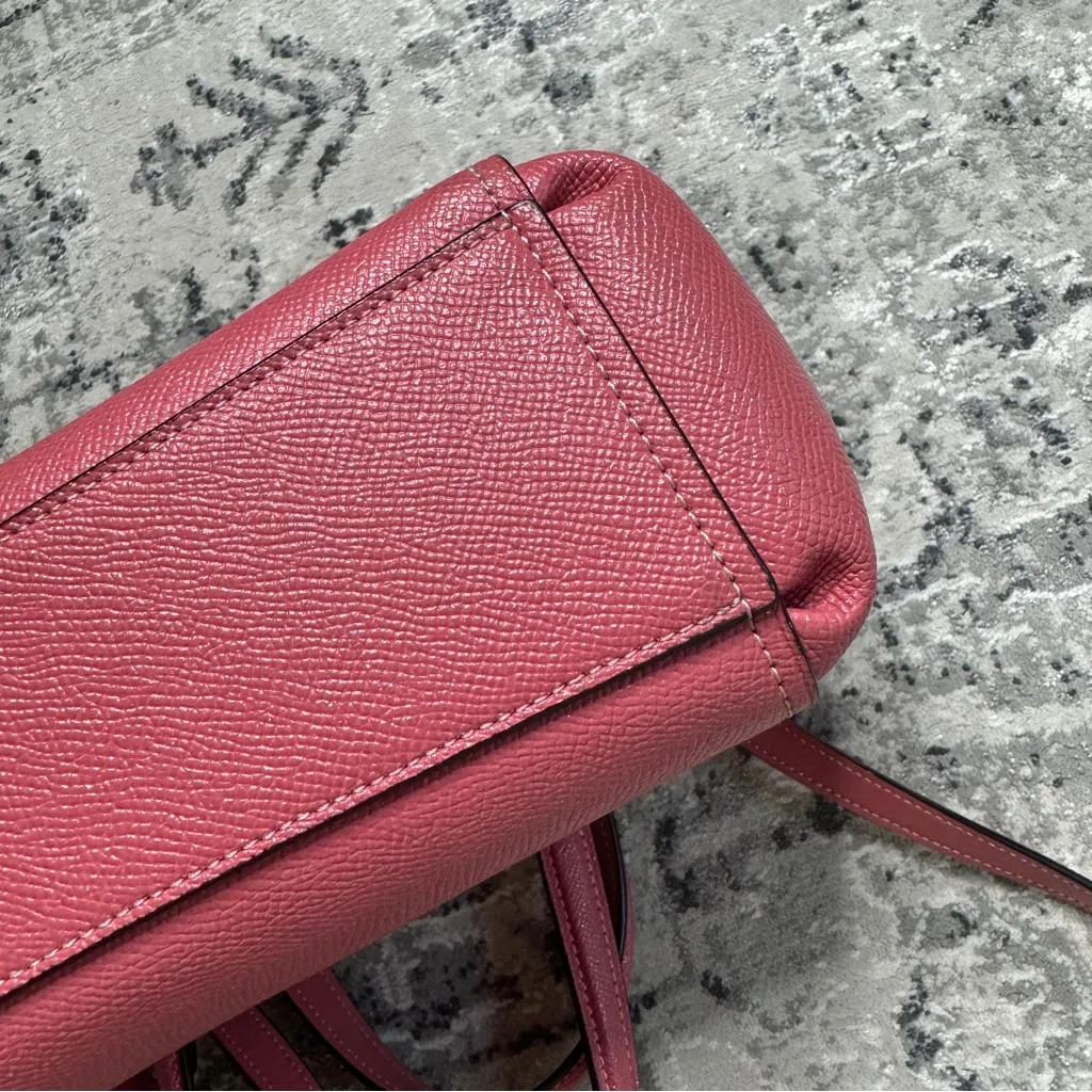 Coach Mini Brooke Carryall Satchel Pink Glitter Crossgrain Leather Gold - Image 8