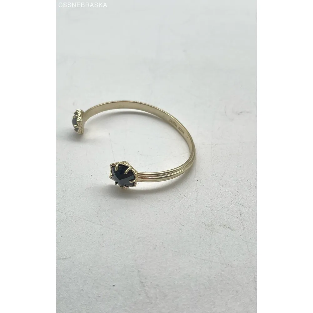 Kendra Scott‎ Gold Tone Cuff Bracelet Black Stone - Image 4