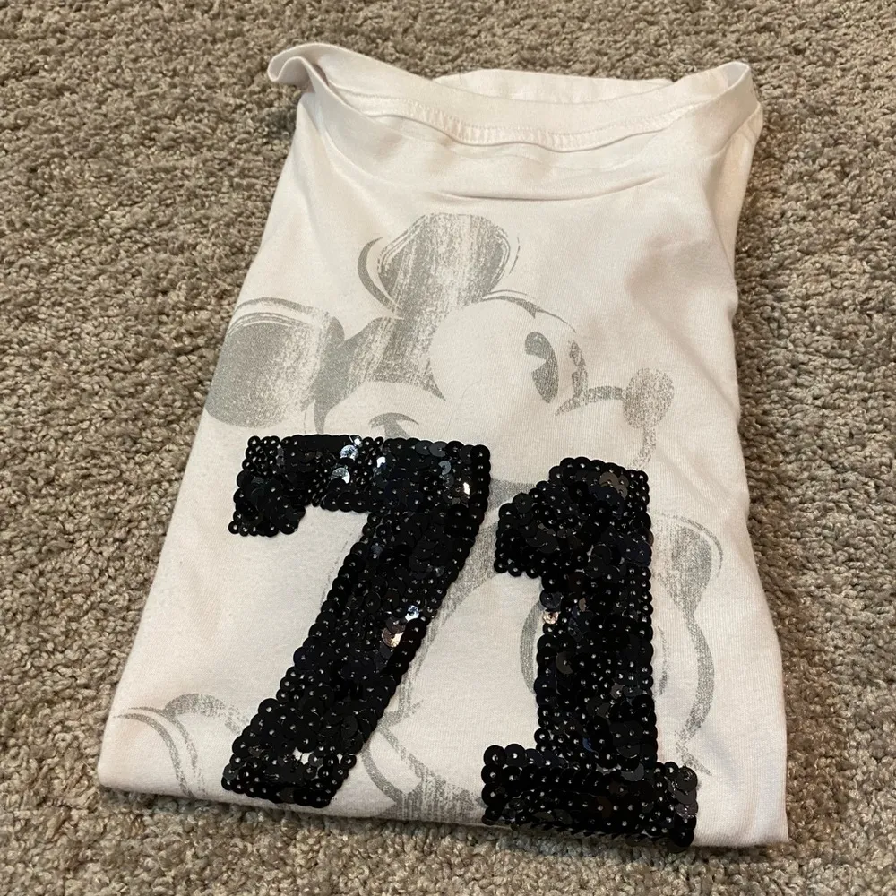 Disney Park Original Mickey Mouse Jersey Tee -Black Sequin 71 - Image 9