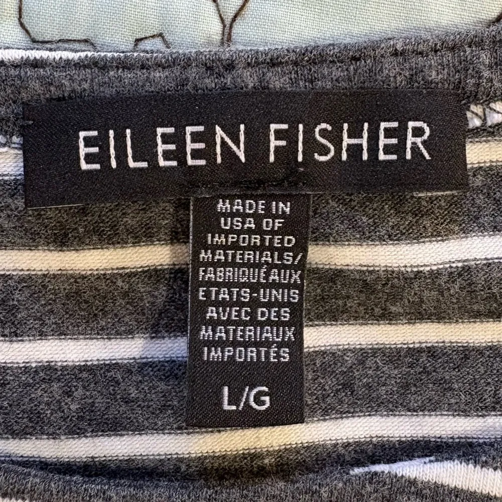 EILEEN FISHER Striped Organic Cotton 3/4 Sleeve Tee Shirt Dress Women’s Large 💛 - Image 9