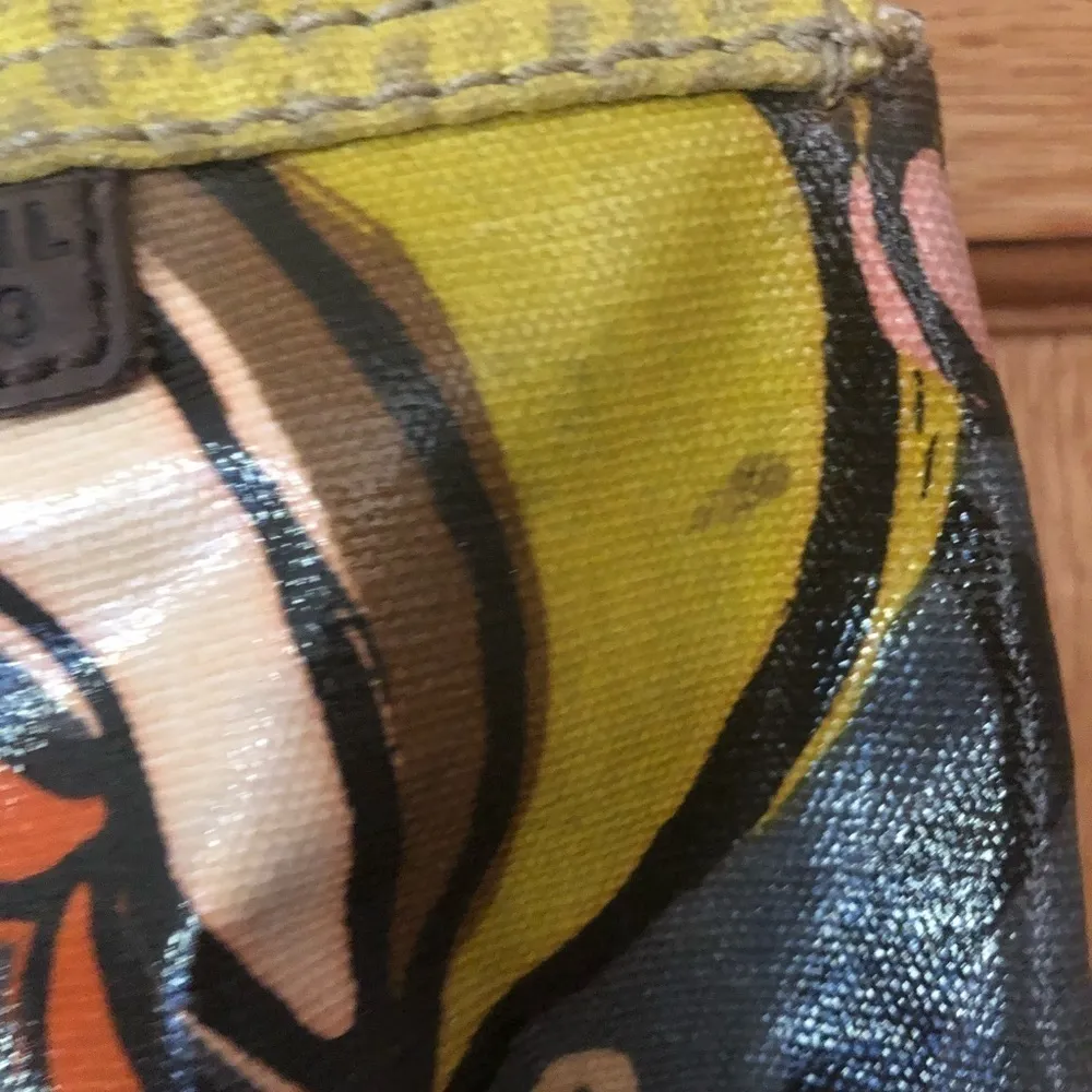 Large Wax Canvas Key-Per Shoulder Bag Tote Floral Print Pockets 15X14 BIG - Image 7