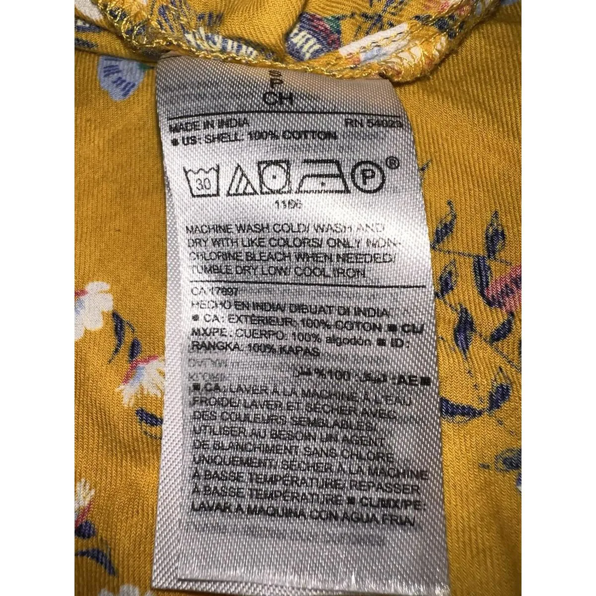 Old Navy Yellow Floral Tunic Women’s Small 100% Cotton Boho Cottagecore Blouse - Image 10