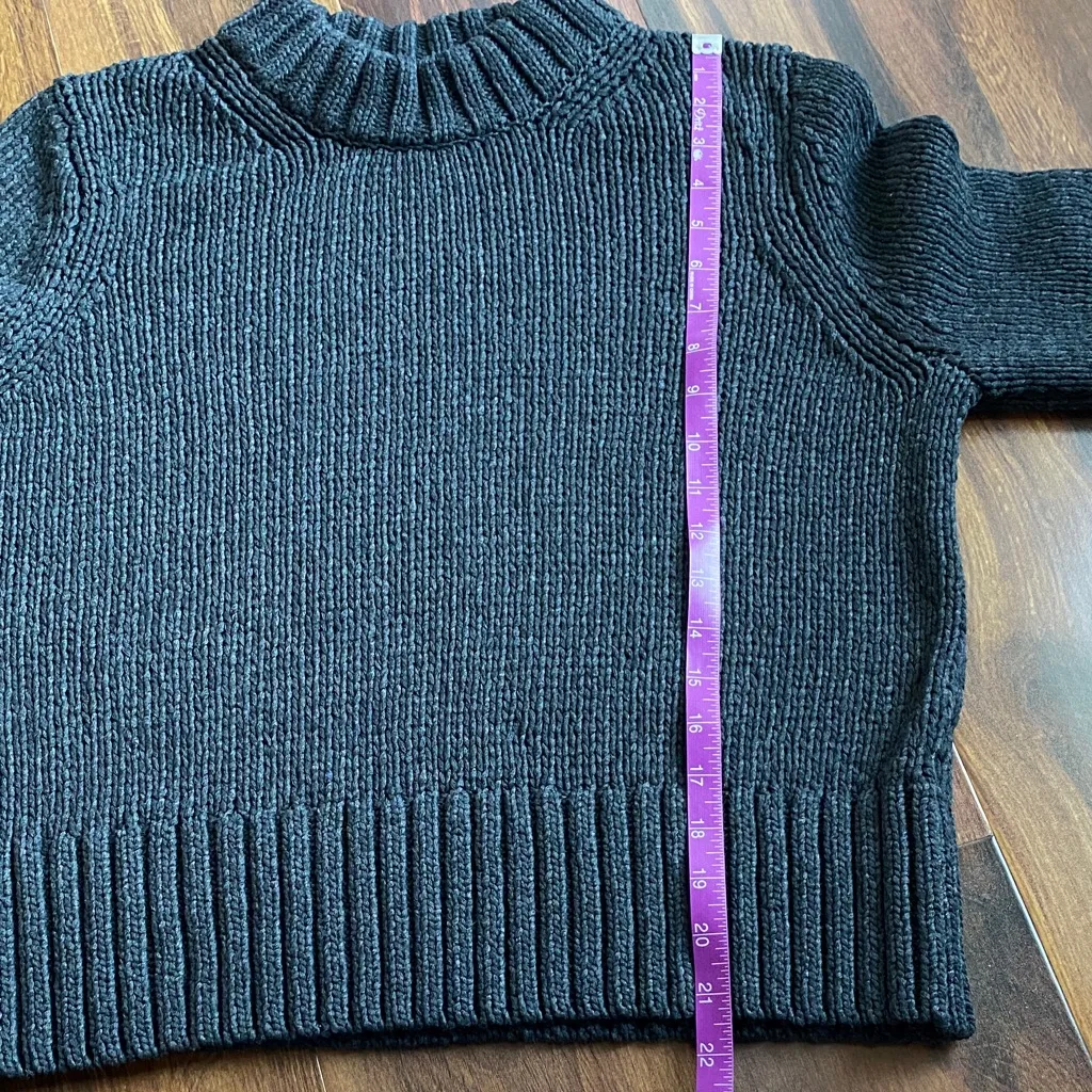 White + Warren Knit Chunky Boxy Mock Neck Sweater Charcoal Black Size M - Image 5