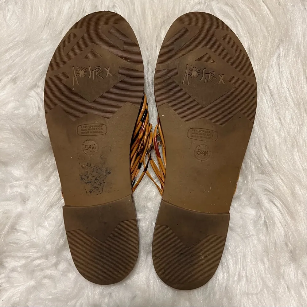 Astrax Leather Sandals Woman’s Size 5.5 made in Brazil Boho strappy woven - Image 6