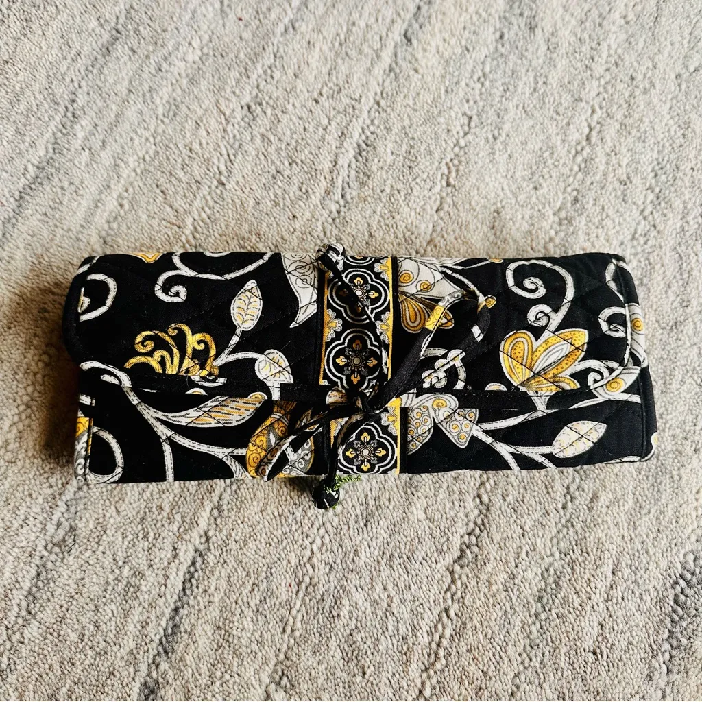 Vera Bradley Yellow Bird Brush & Pencil Cosmetic make up travel case - Image 3