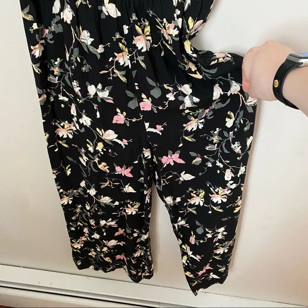 Vero Moda Jumpsuit Simply Easy Floral Pattern Culotte Cropped Casual Black Cute - Image 8
