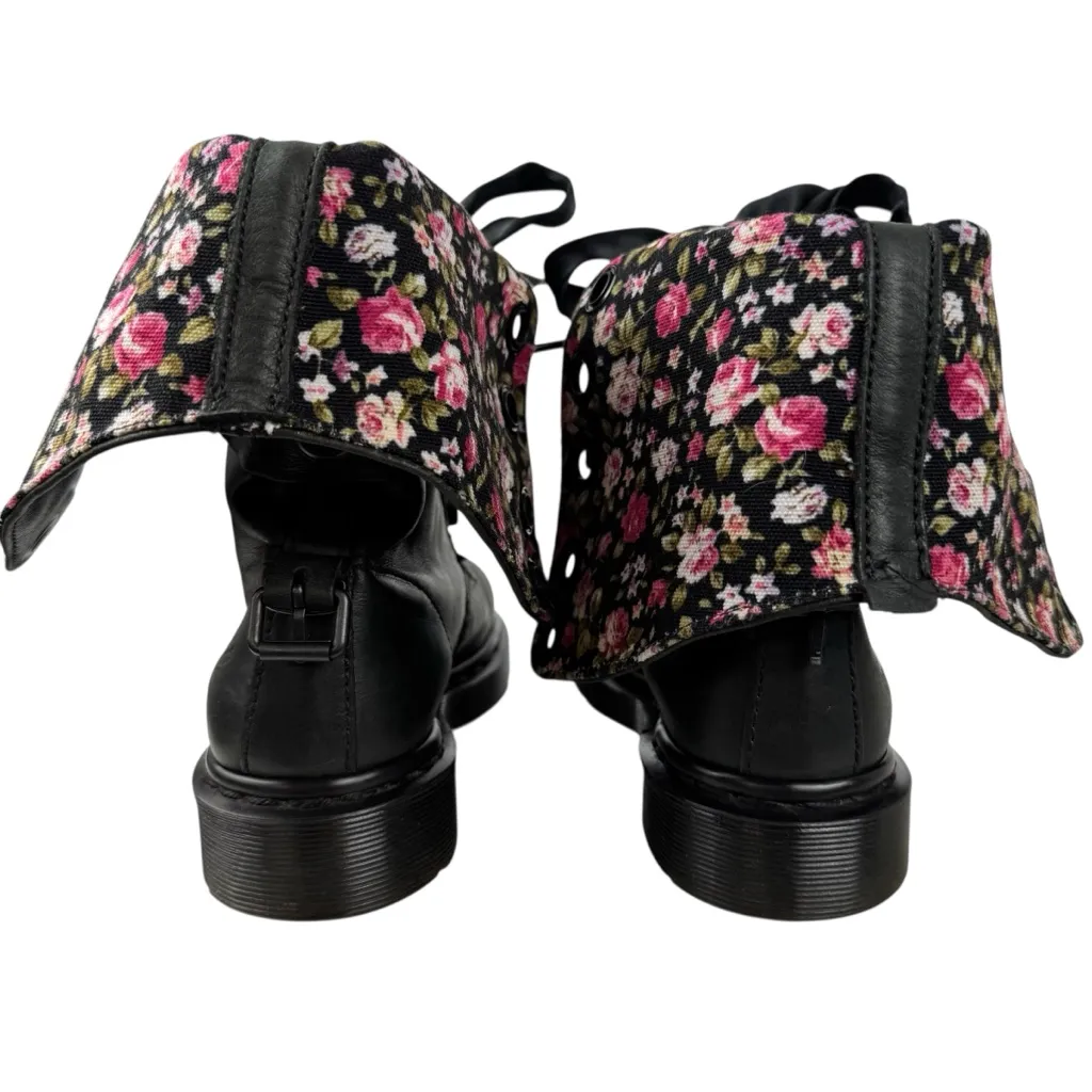 Dr Doc Martens Triumph Aimilita mirage floral biker leather boots Size 5 Satin - Image 4