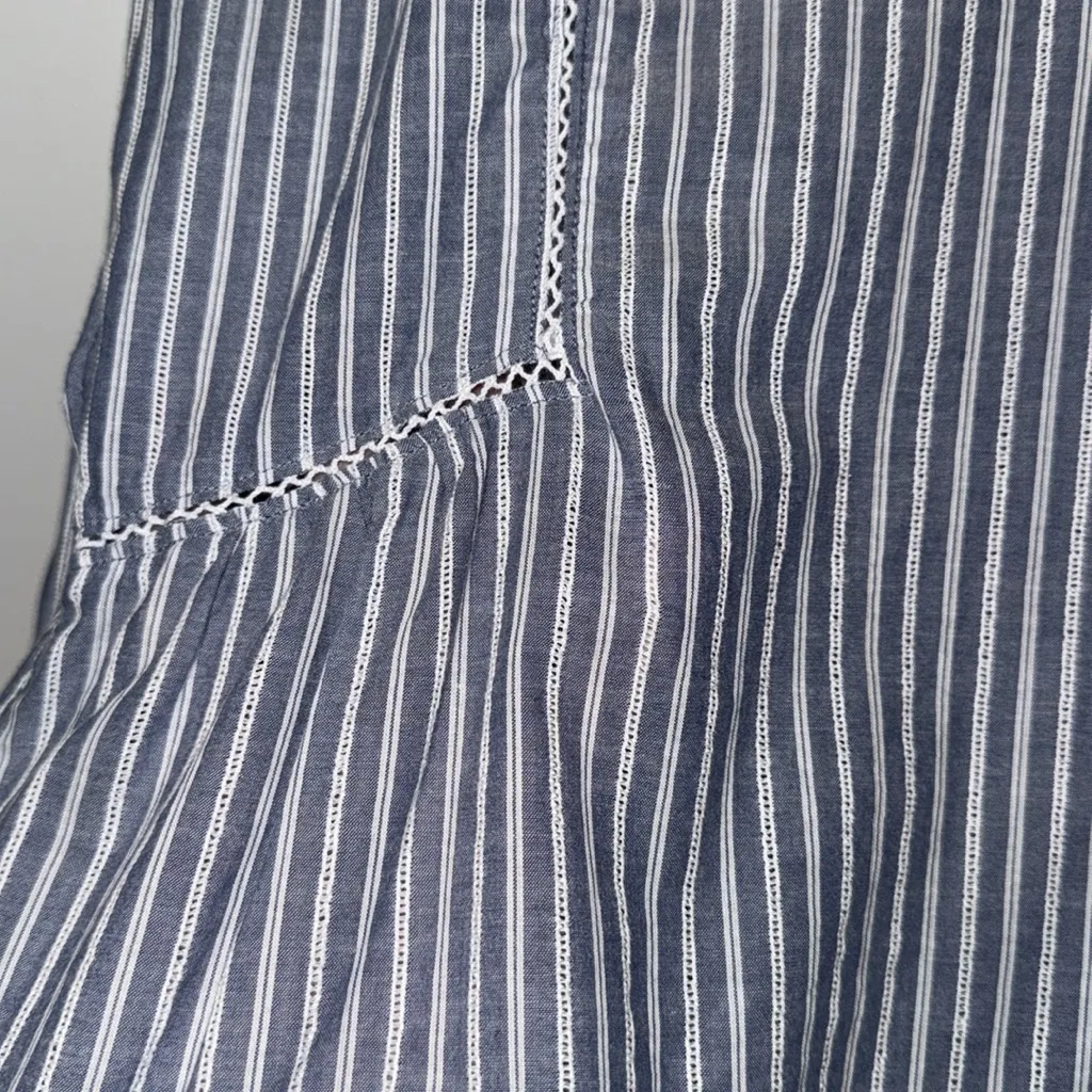 J Jill Striped Button Down Peasant Top Chambray Blue Women’s XS - Image 8