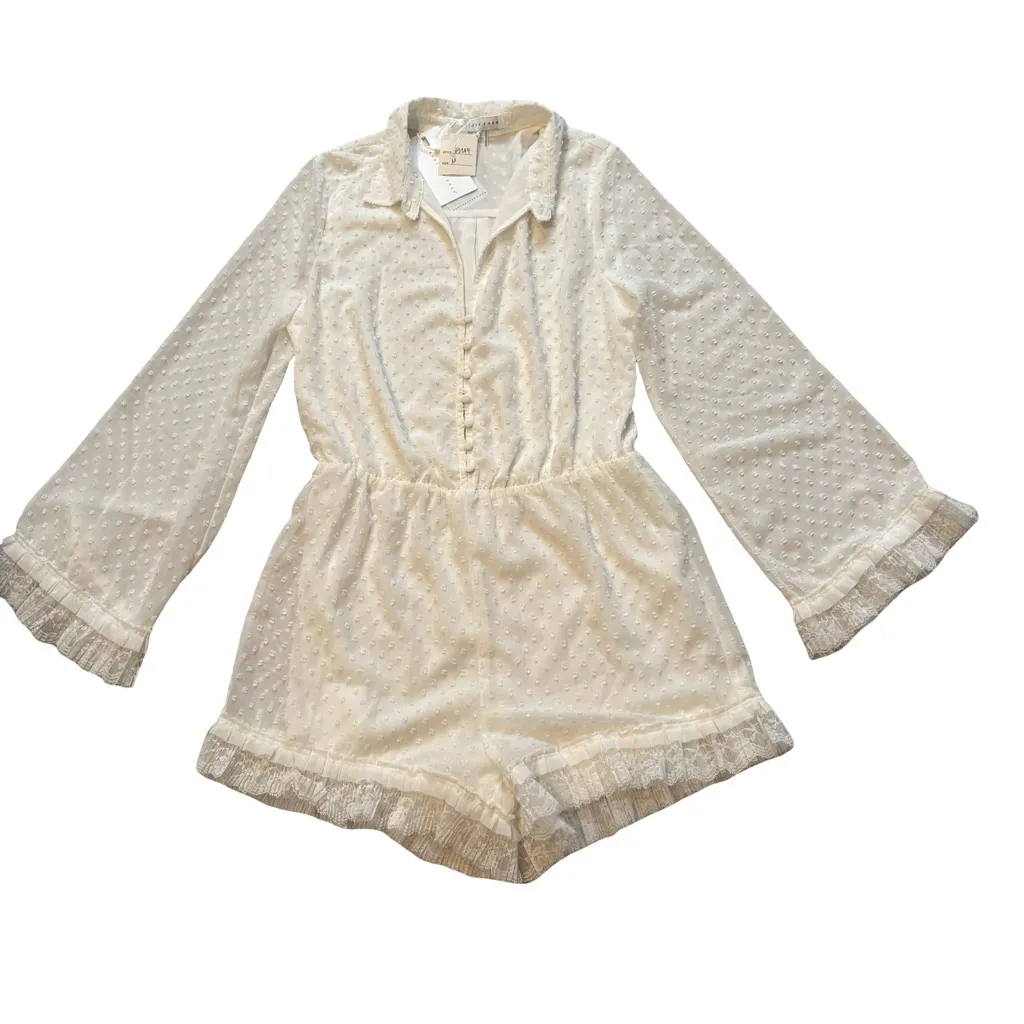 NWT, Endless Rose Swiss Dot Romper in White, Sz M - Image 6