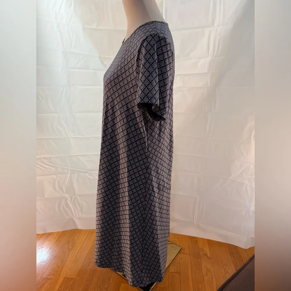 Old Navy Blue Midi Sheath Dress with Crew Neck and Short Sleeves - Image 3