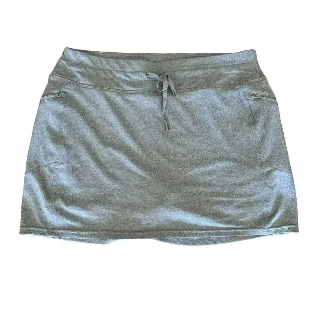Kyodan Elastic Grey Waistband Built-in Shorts Zippered Pocket Skort Drawstring C - Image 3