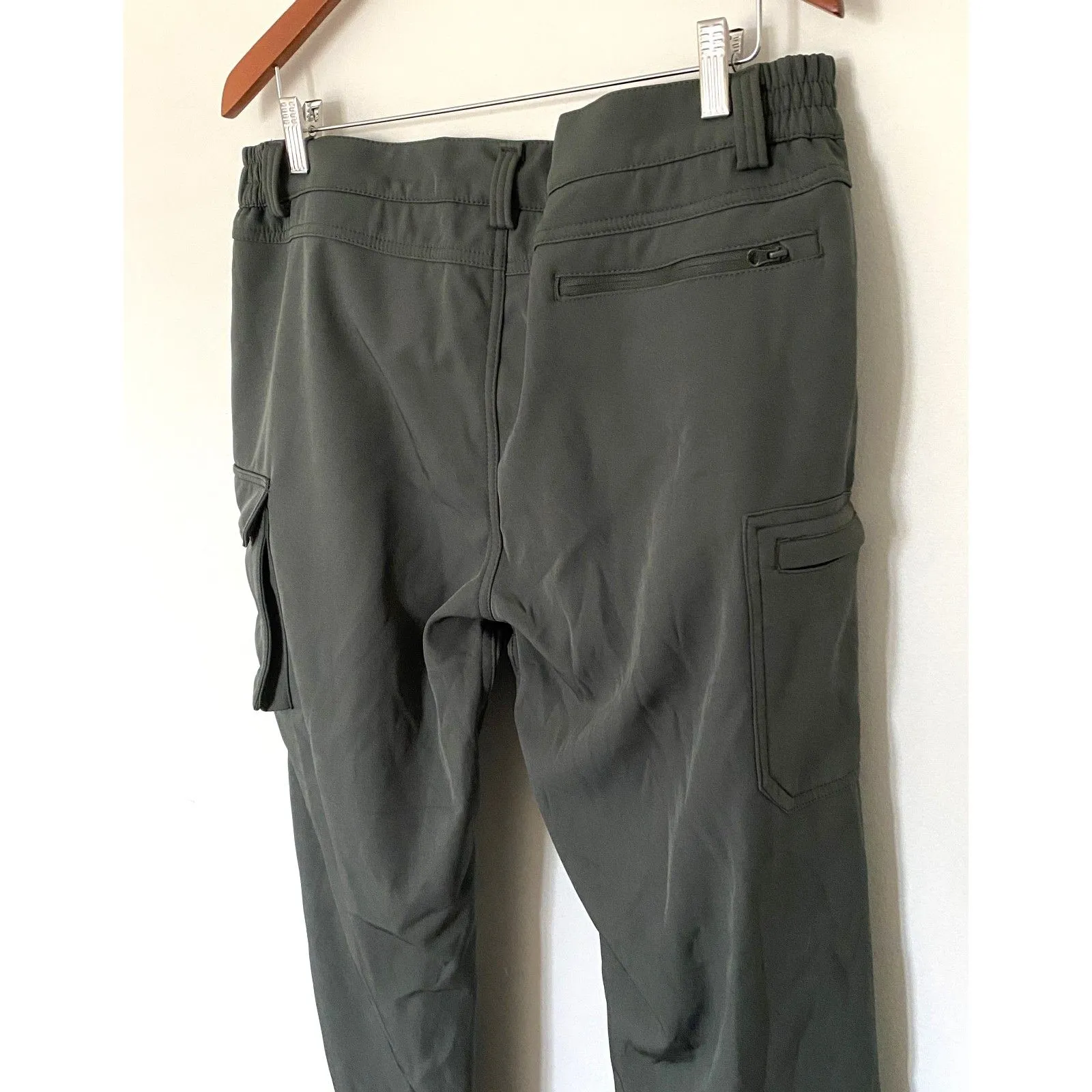 Fleece Lined Green Utility Cargo Pants Drawstring Pockets Wintercore Sz L (14) Size L - Image 10