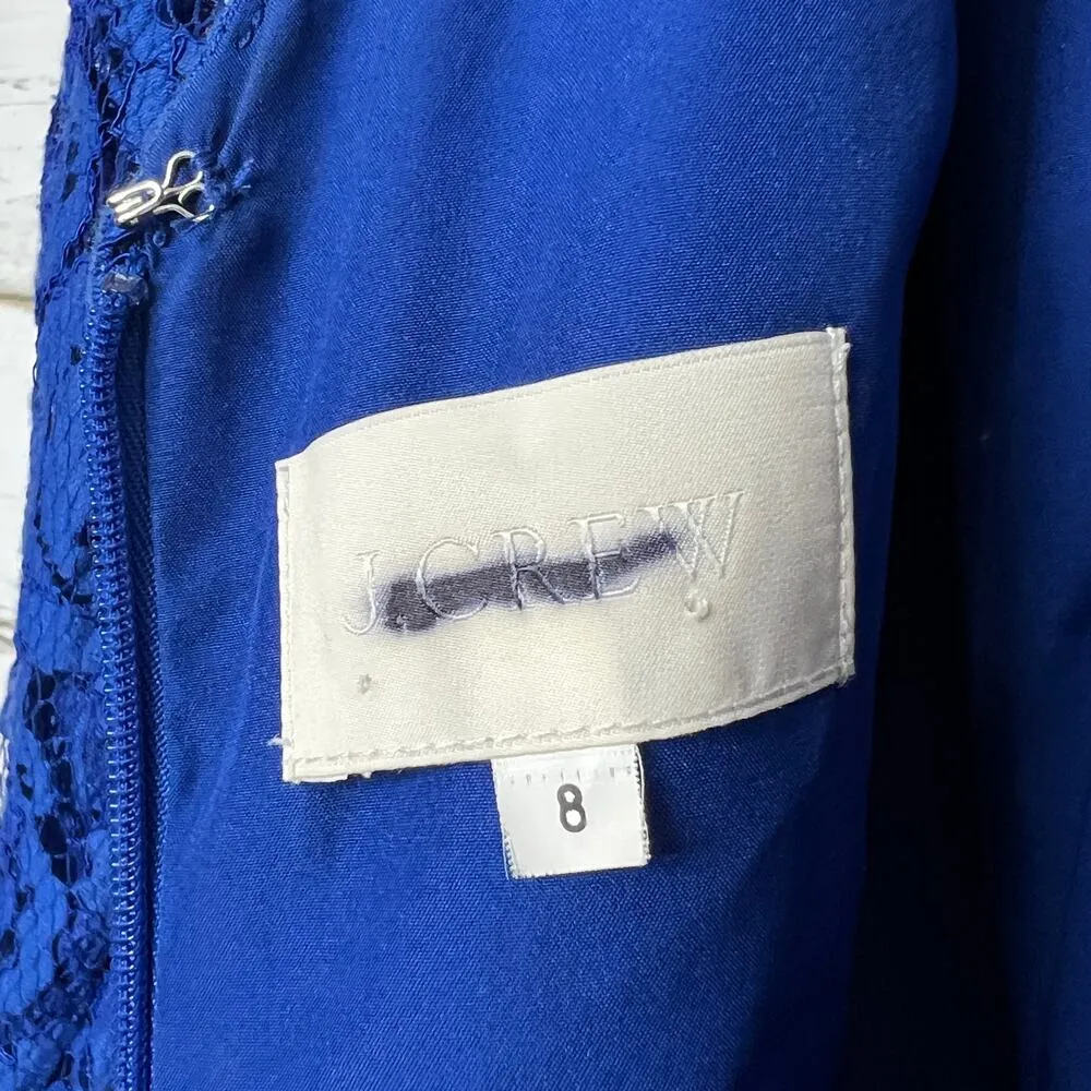 J. Crew Natalia Blue Lace Sheath Dress Size 8 - Image 3