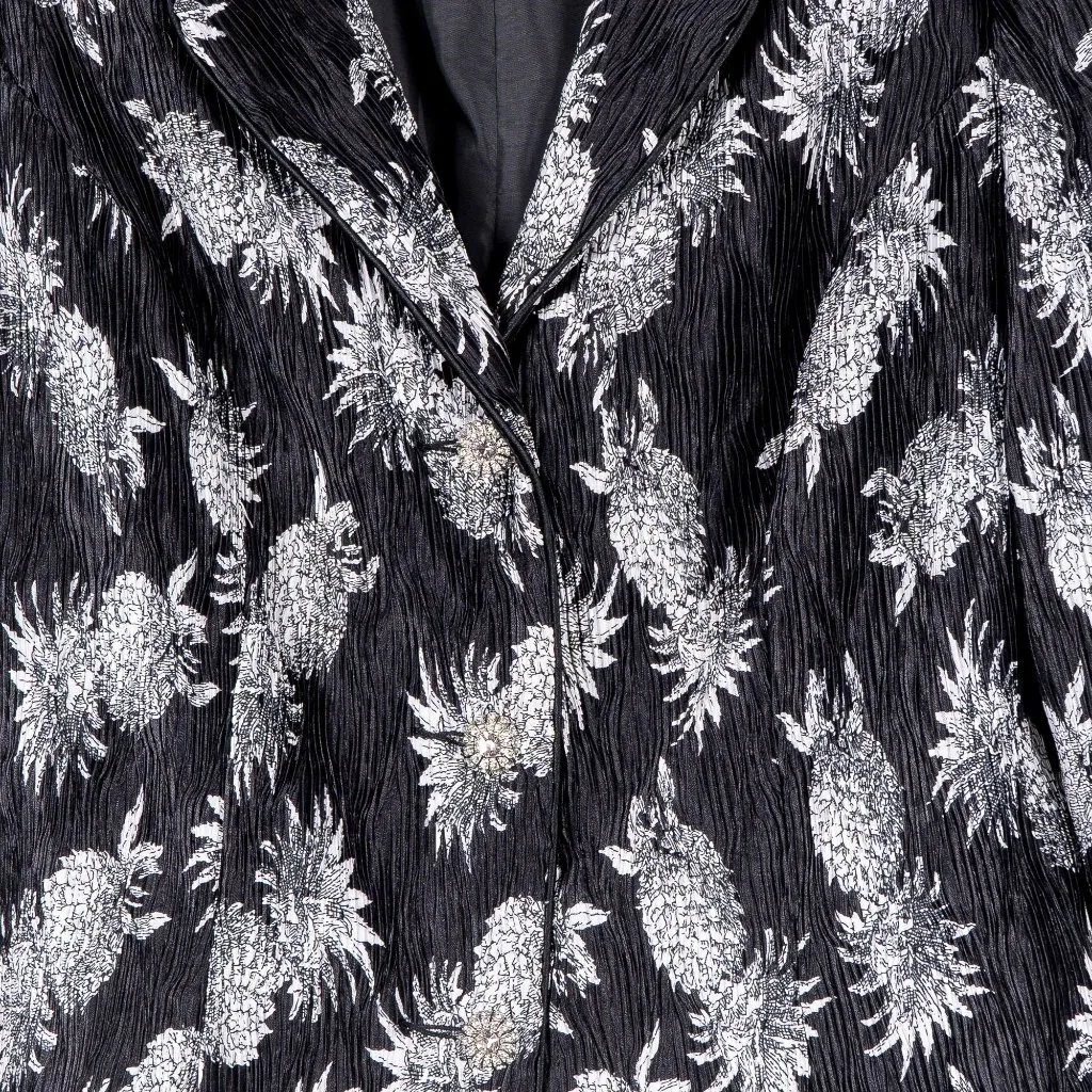 Pineapple Blazer 10 Womens Black White Textured Buttons Career Casual Pleated - Image 4