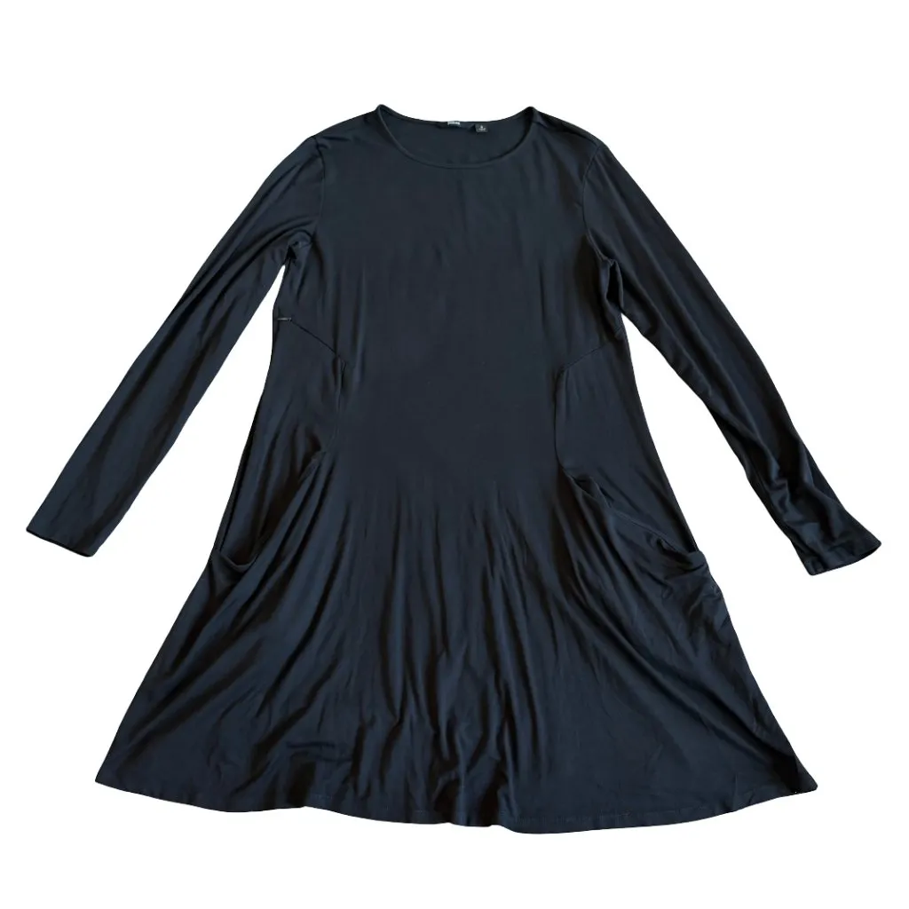 Betabrand Sweatshirt Travel Dress Black Packable Silk Modal Stretch Size Small - Image 3