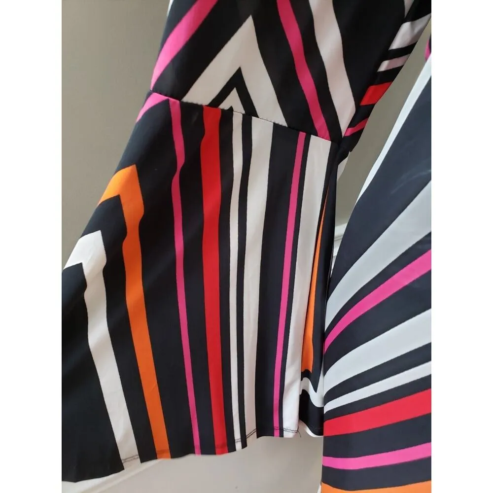 Tacera Women's Multicolor Polyester Scoop Neck Long Sleeve Knee Length Dress 1X - Image 5