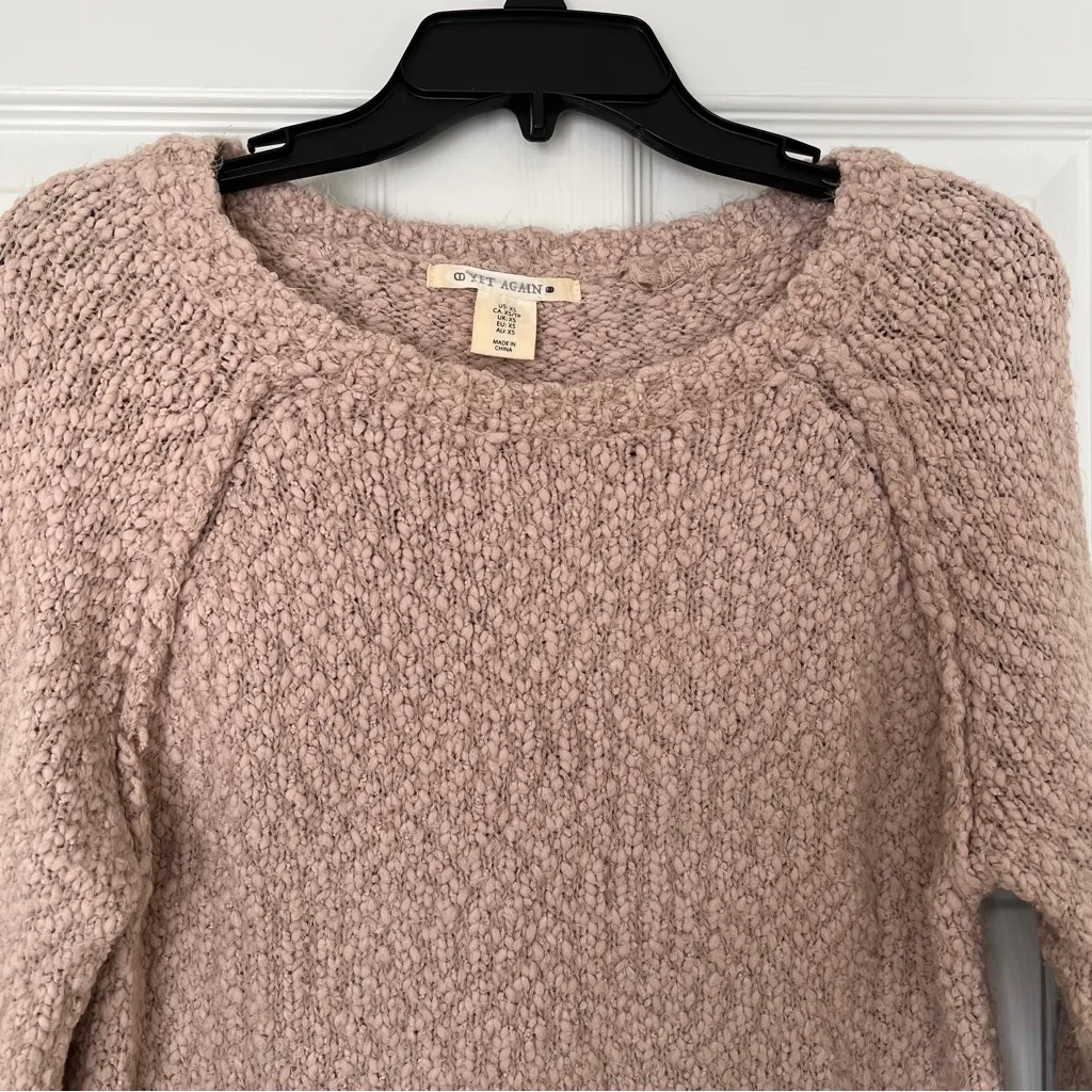 YET AGAIN chunky sweater beige pink size XS - Image 2