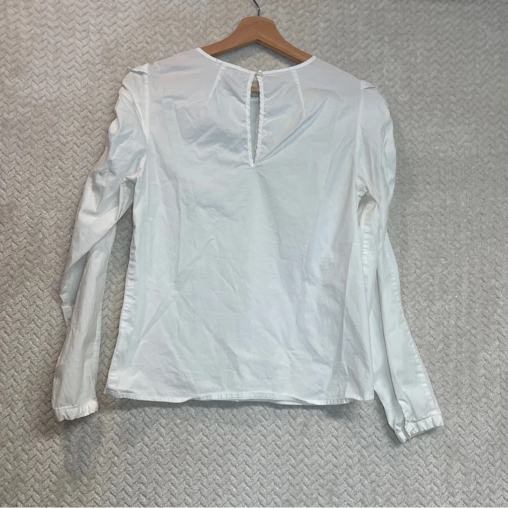 Kenar Cottagecore Womens White Ruffle Long Sleeve Casual Blouse Size Small - Image 7