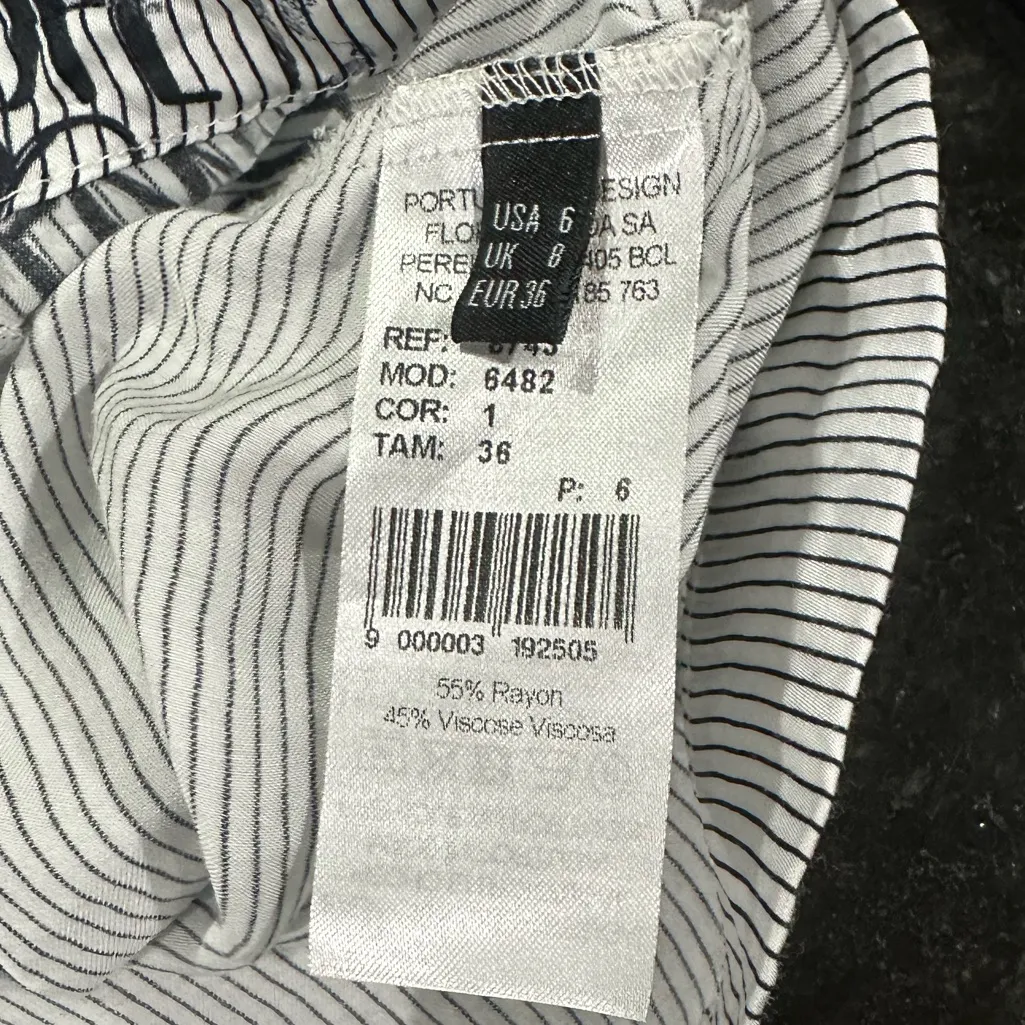 Ana Sousa Black and White Striped Button Shirt with Graphic Grafitti Design Sz 6 - Image 4