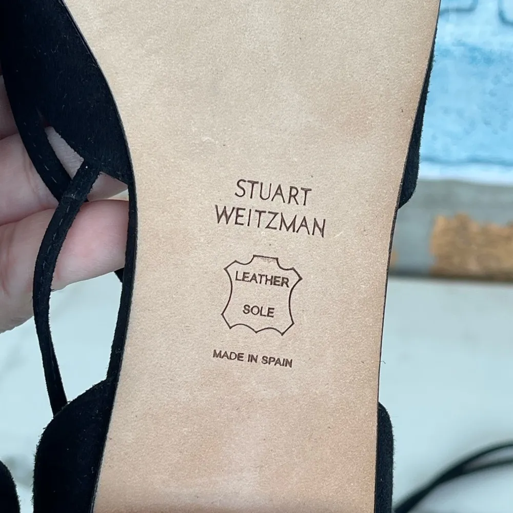 Stuart Weitzman Black Gilligan Suede Lace Up
Pointed Toe Flat size 9 - Image 6