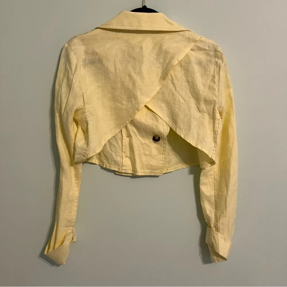 NEW Free People 100% Linen Crossover Back Bennie Crop Blazer. NWT XS - Image 7