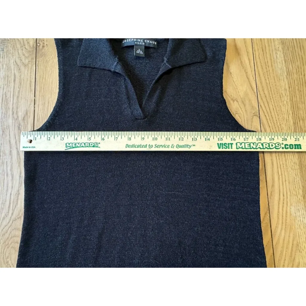 Josephine Chaus Black Sleeveless Lightweight Polyester Blend Sweater Size Large - Image 4