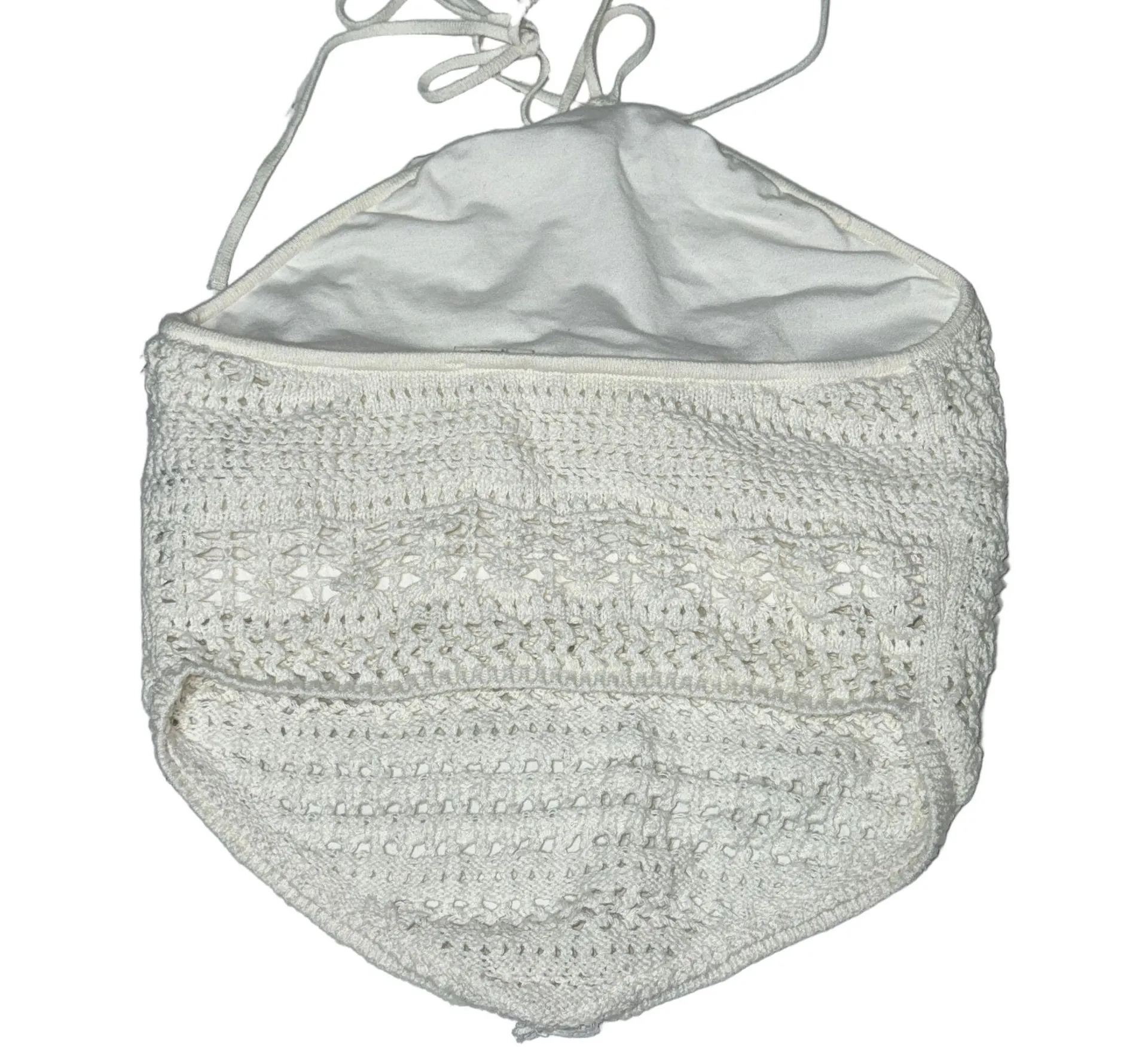 NEW Abercrombie & Fitch White Crochet Knit Cropped Halter Top Crop Top Size M - Image 3