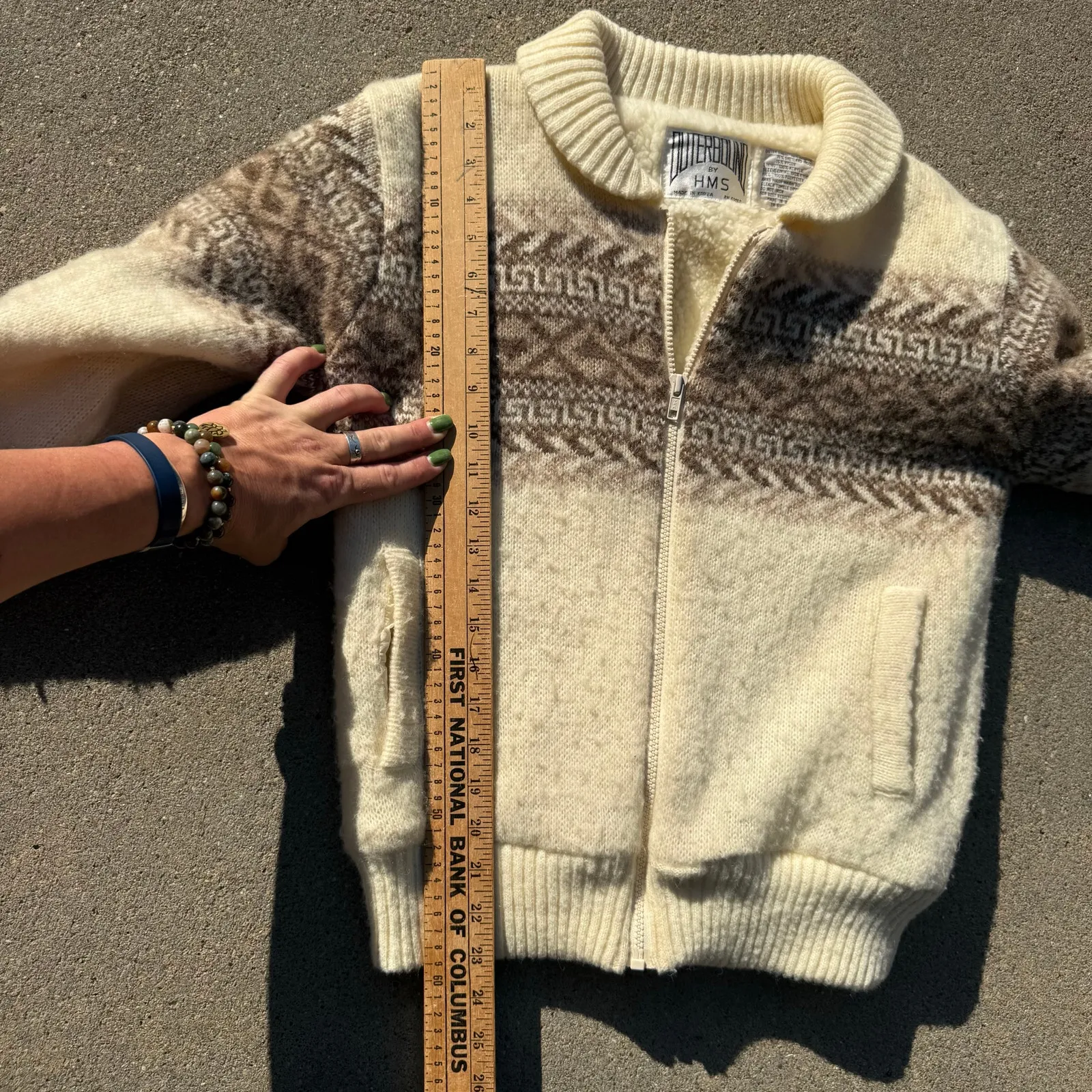 Vintage Outerbound HMS Jacket Boho Fair Isle Sheep Wool Zip Up Jacket MEDIUM - Image 9