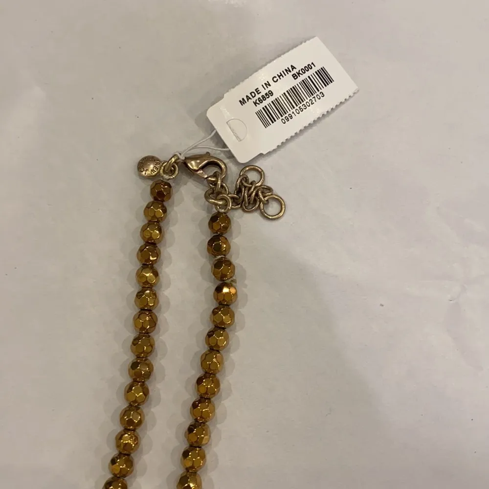 NWT JCrew Factory Long Gold Bead Necklace Black - Image 4