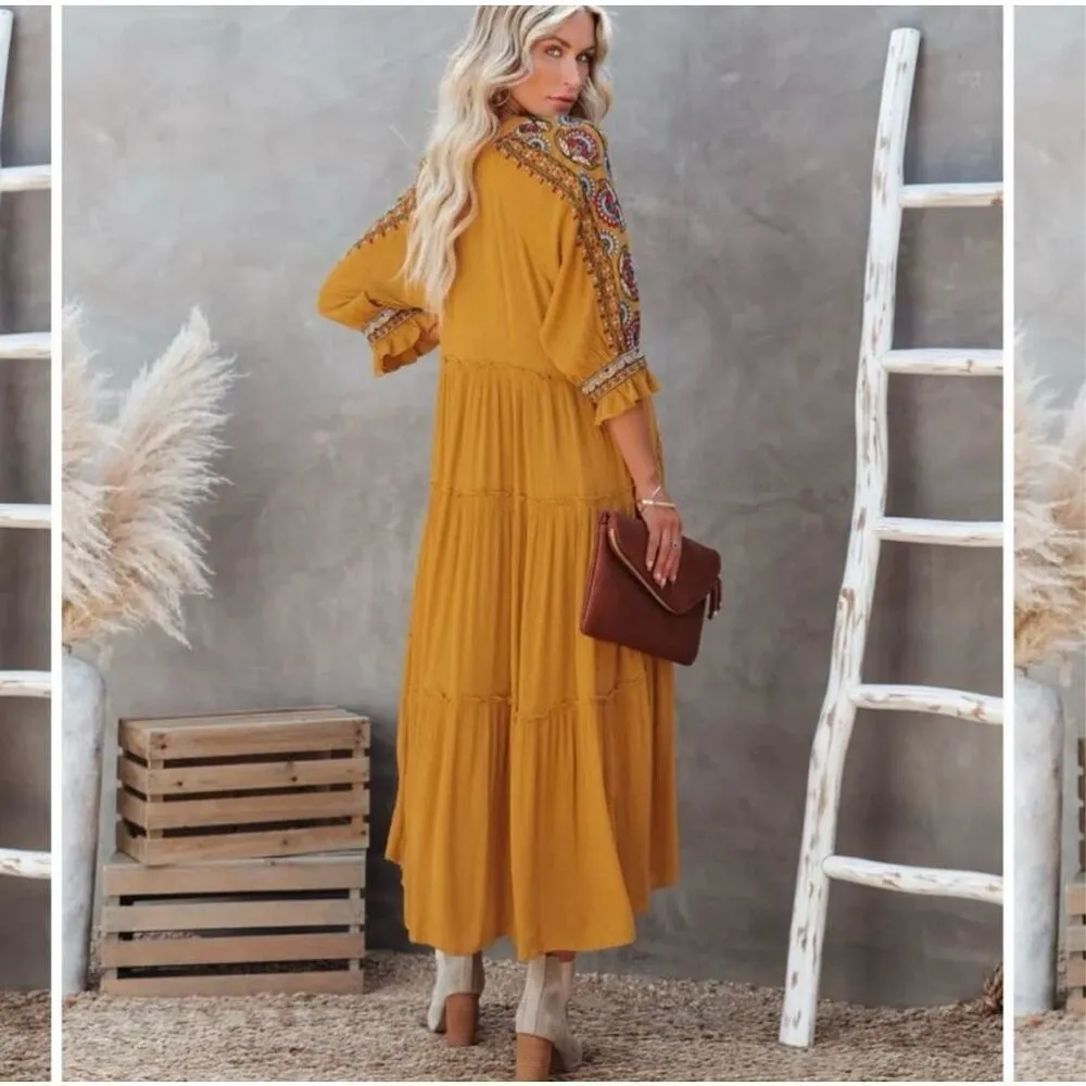 ✨EN CRÈME | WAY OF LIFE COTTON EMBROIDERED BLACK SZ LARGE MIDIDRESS✨ - Image 4