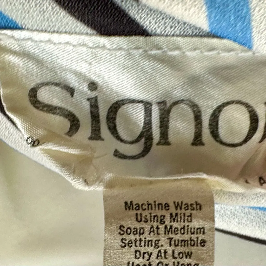 Elegant Blue White Striped Long Sleeve Shirt Dress 1960s 1970s Vintage Work Wear Size 14 - Image 6