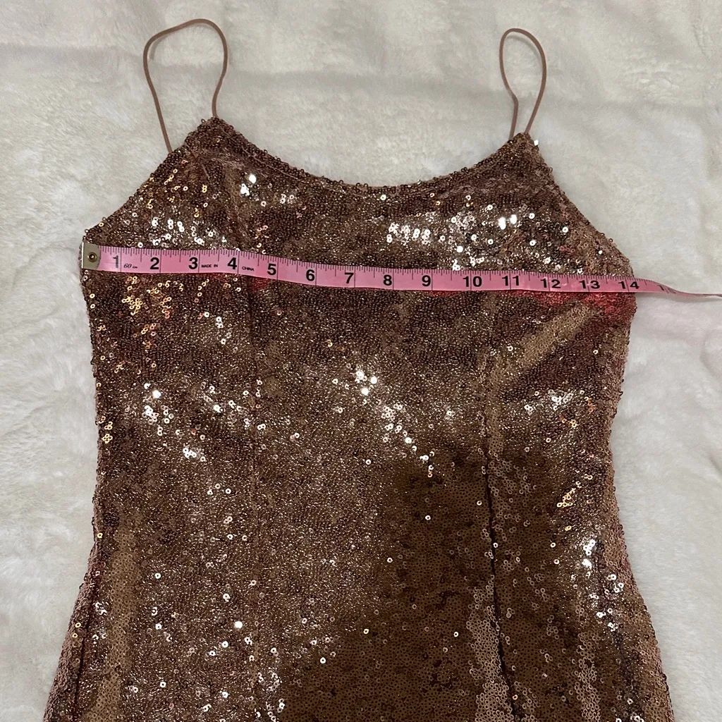 Lulu’s size small Bring It Rose Gold Sequin Bodycon Mini Dress - Image 6