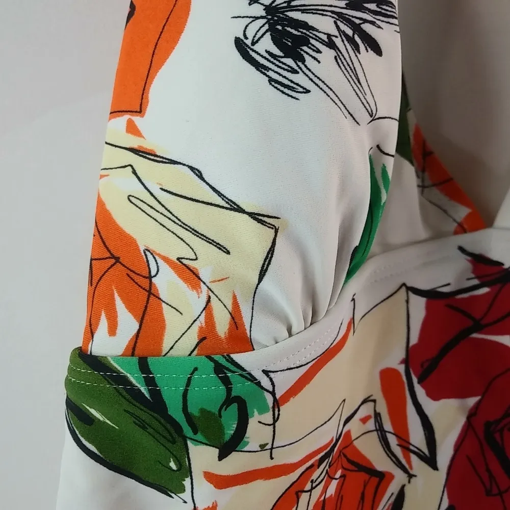 Your Best Look 10 Rose Sketch Tankini Swim Top Orange - Image 3