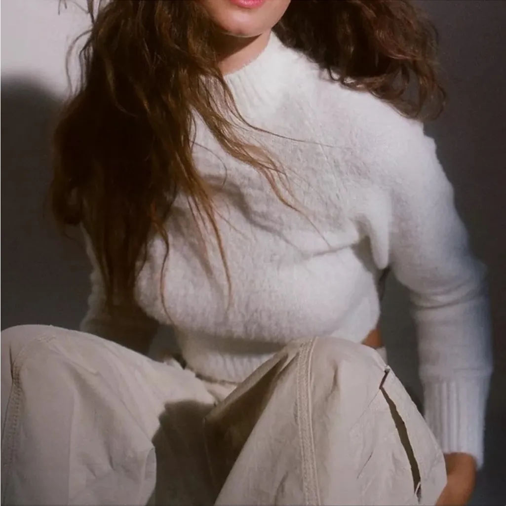 URBAN OUTFITTERS UO Cleo Mock Neck Sweater. Size Small. Color is Pearl. - Image 3