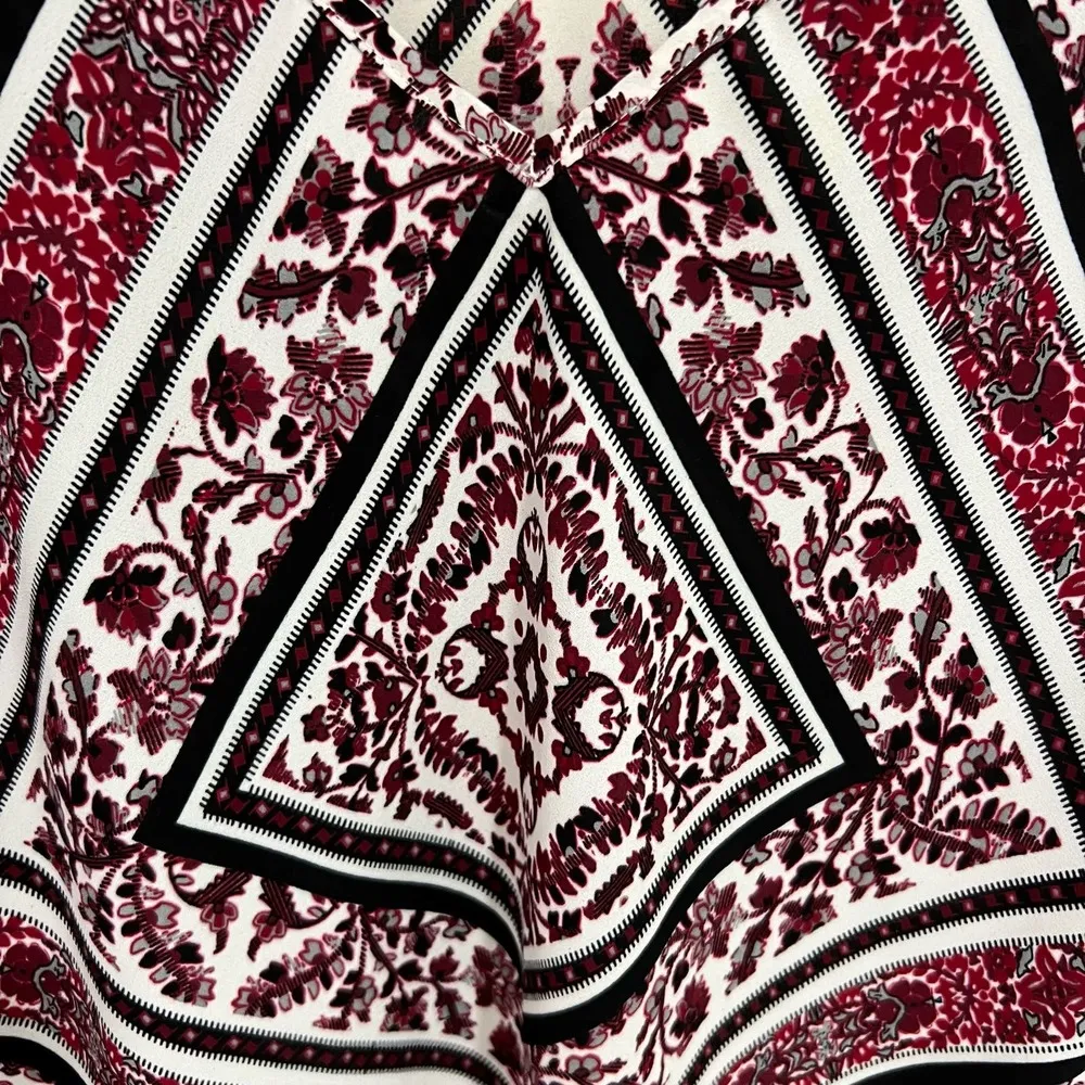 Heartsoul Red & Black Handkerchief V Neck Blouse Size Small - Image 3