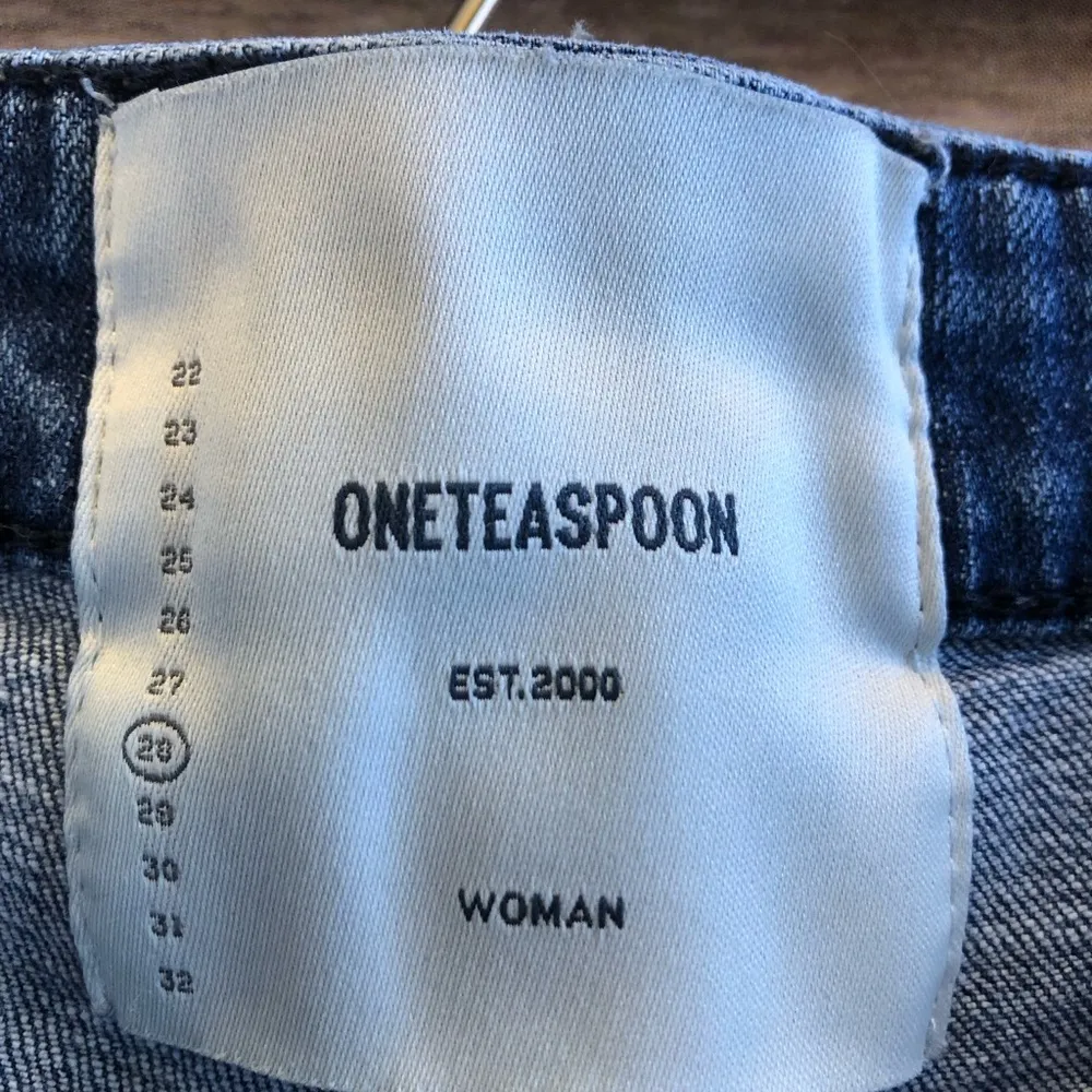 One Teaspoon Super High Waist Freebirds II Distressed Blue Jeans Size 28 - Image 2