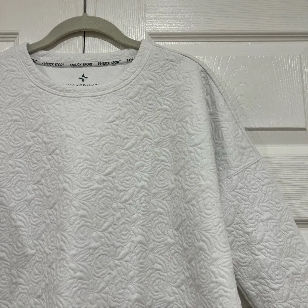 TUCKERNUCK TNUCK SPORT White Quilted Paisley Ally Swing Sweatshirt Womens XS/S - Image 3