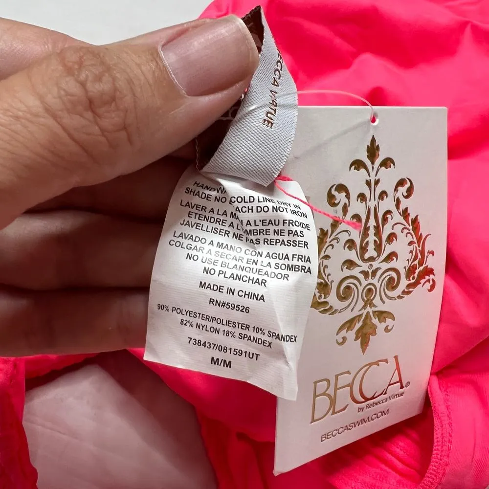 Becca Rebecca Virtue Moon Ridge Rib Hipster Bikini Bottom Size M Pink Grapefruit - Image 6