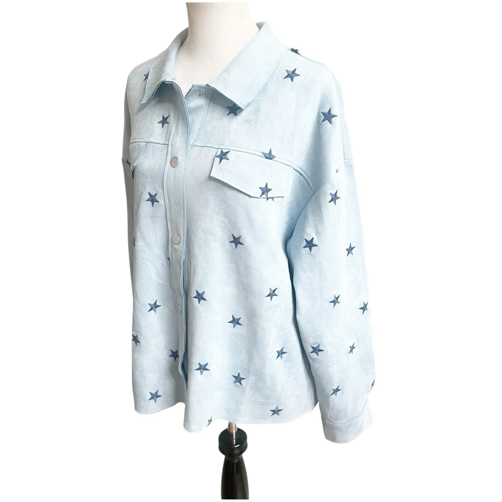 Dance & Marvel Suede Star Jacket Size Large NWT Blue Collared Western Rodeo - Image 3